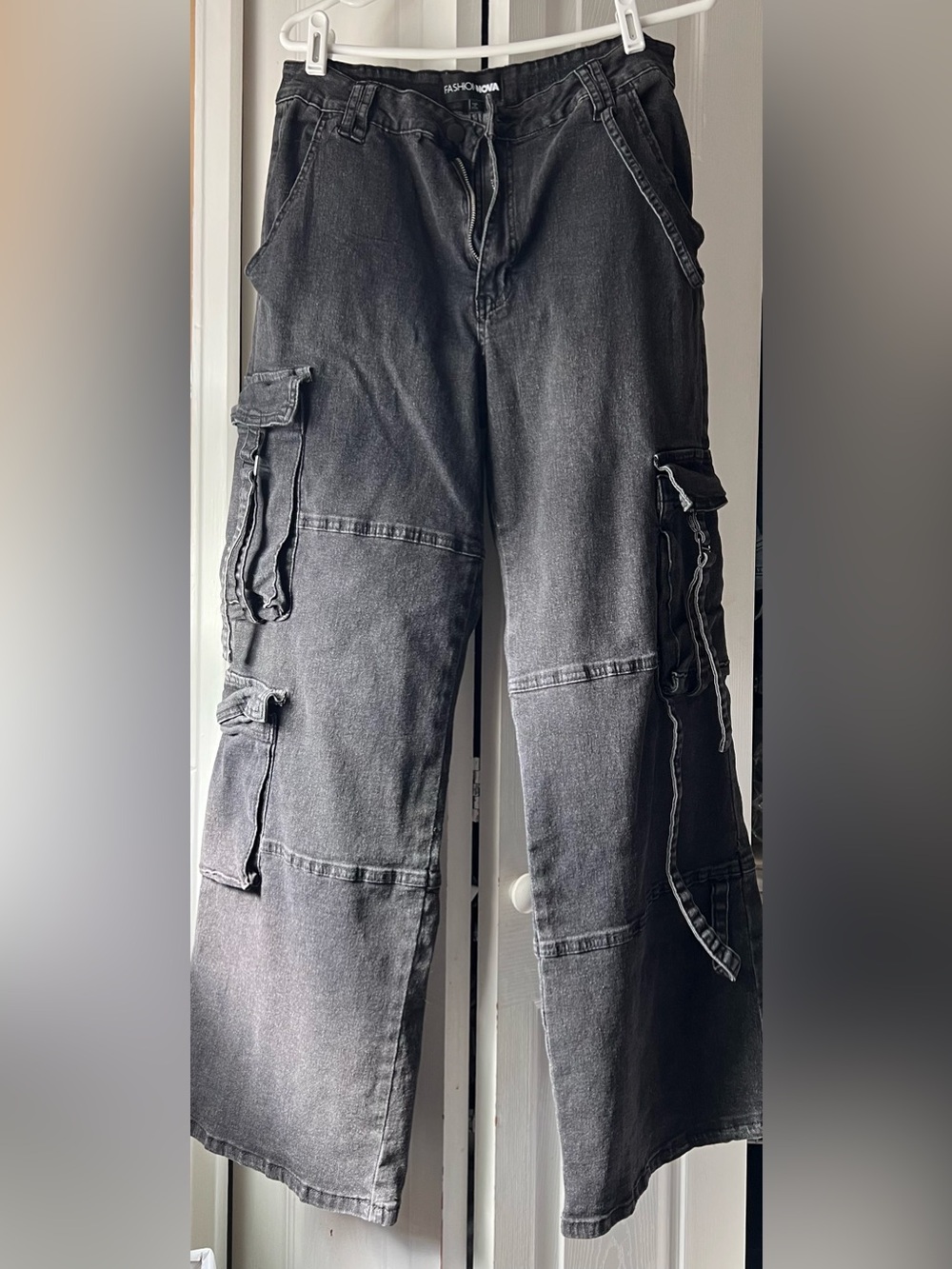 Fashion Nova Black Washed Cargo Pants